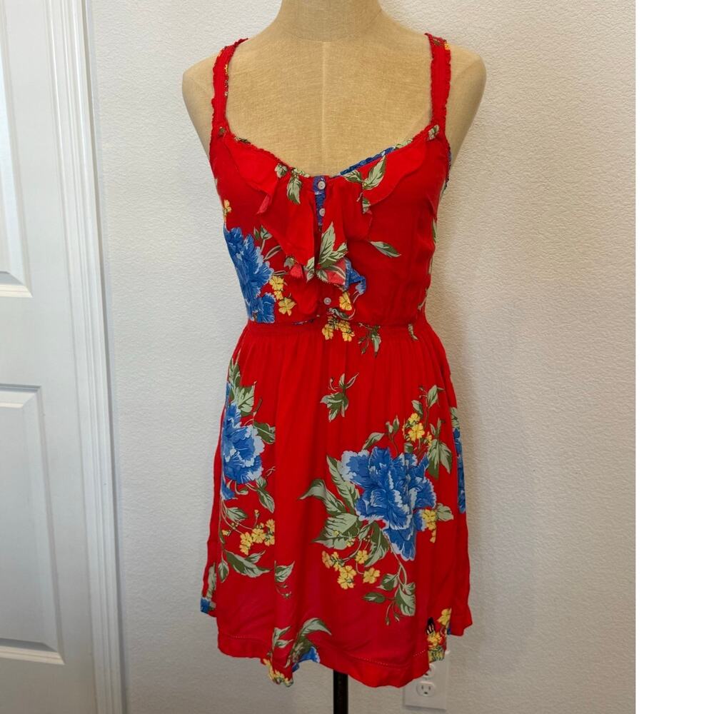 Abercrombie & Fitch Red Floral Sun Dress women M